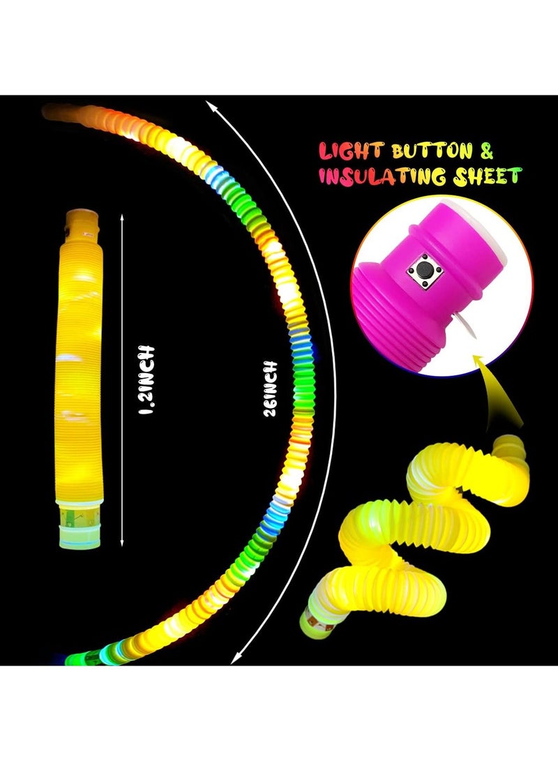 KASTWAVE 12 عبوة أنابيب فidgets مضيئة LED هدايا حفلة حسية ألعاب فidgets كبيرة عصي مضيئة تتوهج في الظلام لوازم الحفلات جوهك أنابيب فidgets مضيئة LED حشوات حقائب الهدايا للأطفال - Image 4