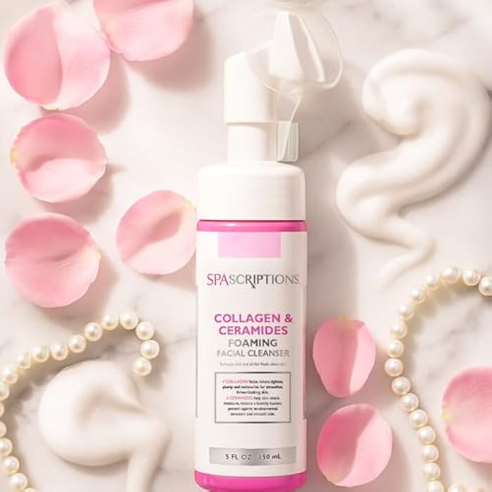 SpaScriptions Collagen & Ceramides Foaming Facial Cleanser, pH Balanced, Non Comedogenic, Paraben Free, For All Skin Types, 5 fl oz / 150 mL - Image 2