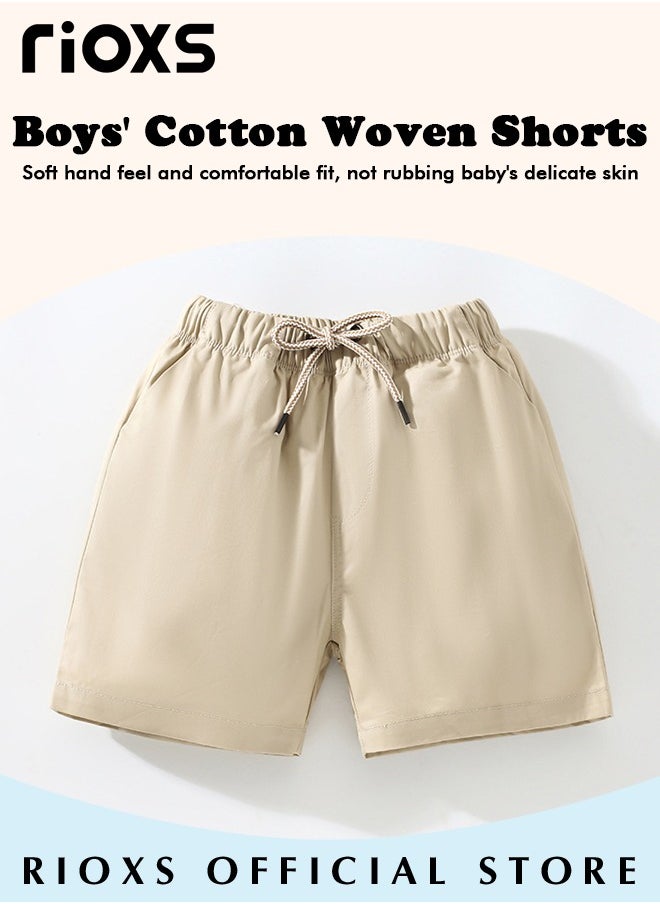 RIOXS - Toddler Baby Boys Jogger Shorts Summer 100% Cotton Casual Knit Short Pants Active Pants with Drawstring - Image 1