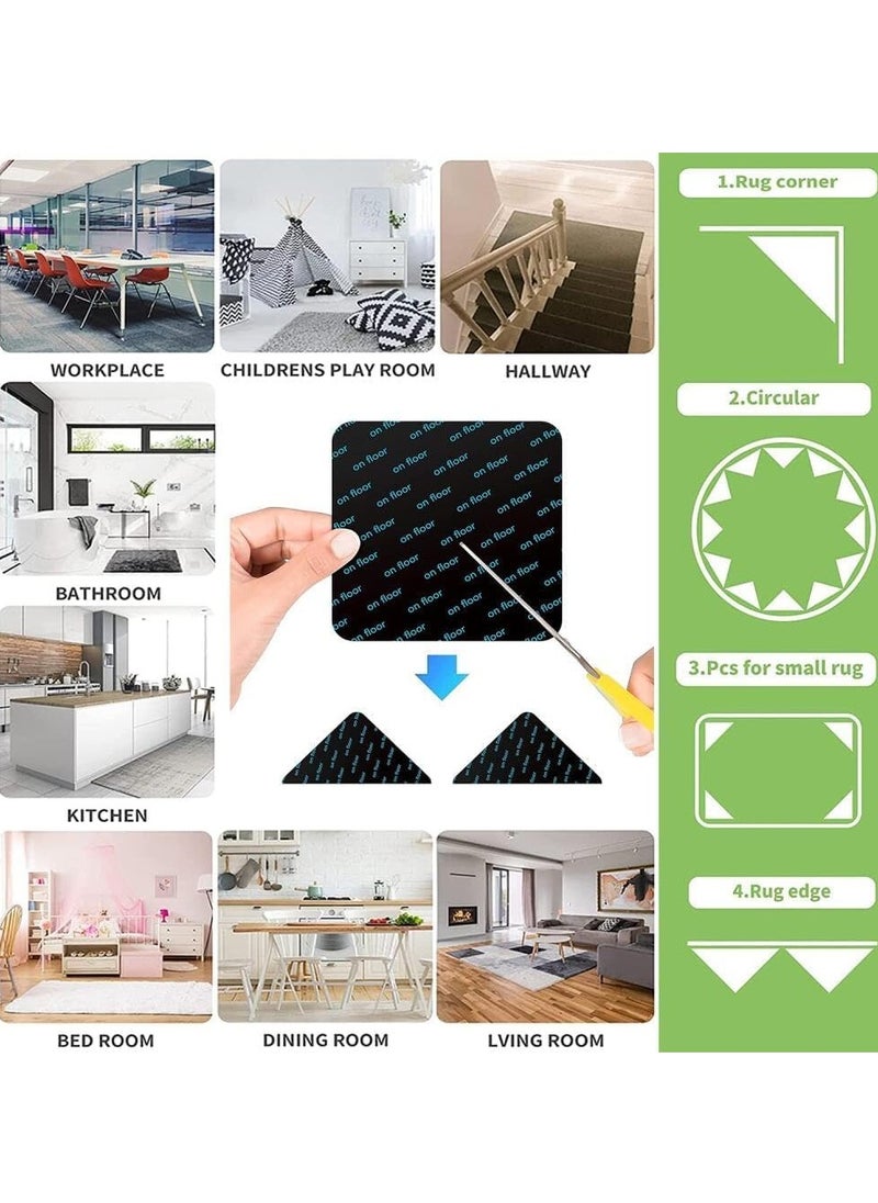 8Pcs Rug Pad Grippers Carpet Square Tape Double Sided Non-Slip Rug Pads Stoppers Grip Corner No Sliding and Curling Prevent Sliding for Tile  - Image 4