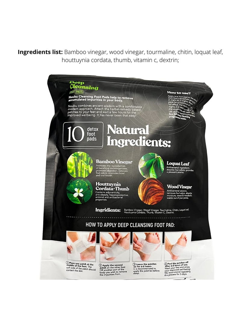 نووبو لصقات إزالة السموم من القدم لتخفيف التوتر والنوم العميق. وسادات قدم طبيعية 100٪ لإزالة السموم مع خل الخيزران ومسحوق الزنجبيل للمساعدة في إزالة السموم وتنظيف الجسم 10 رقع - Image 2