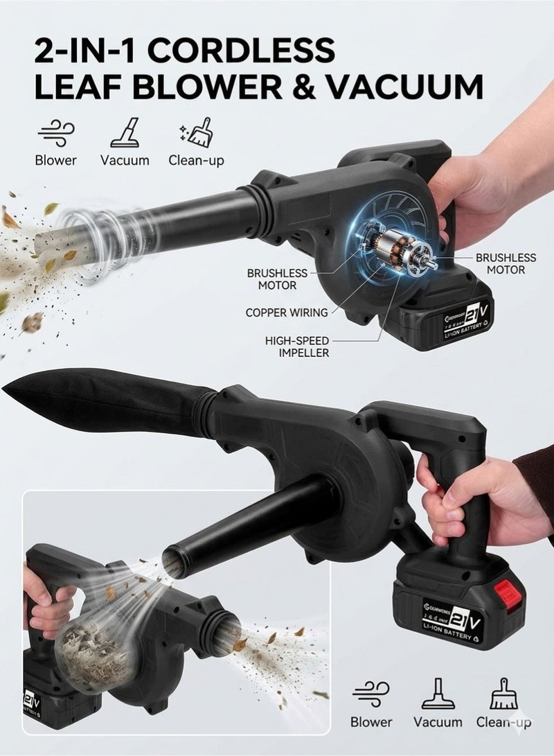 ZEESQUARE Heavy Duty Multi-Function Cordless Air Blower and Vacuum - 2-in-1 Portable Handheld Duster for Electronic Cleaning, Home & Auto - Image 4