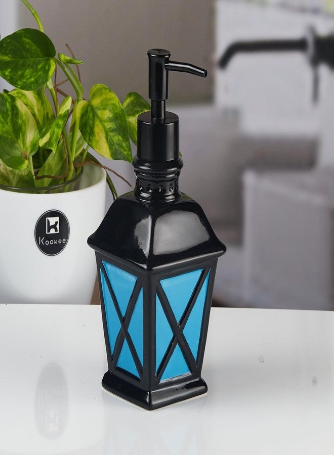 Kookee Ceramic Soap Dispenser with Pump for Kitchen, Bathroom, & Wash Basin, Designer Refillable for Liquid Handwash, Shampoo & Lotion, Leakproof, Blue, (Set of 1) (11156) - Image 2