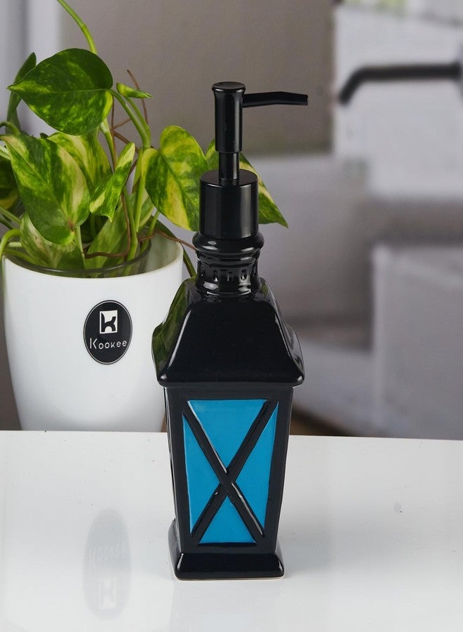 Kookee Ceramic Soap Dispenser with Pump for Kitchen, Bathroom, & Wash Basin, Designer Refillable for Liquid Handwash, Shampoo & Lotion, Leakproof, Blue, (Set of 1) (11156) - Image 3