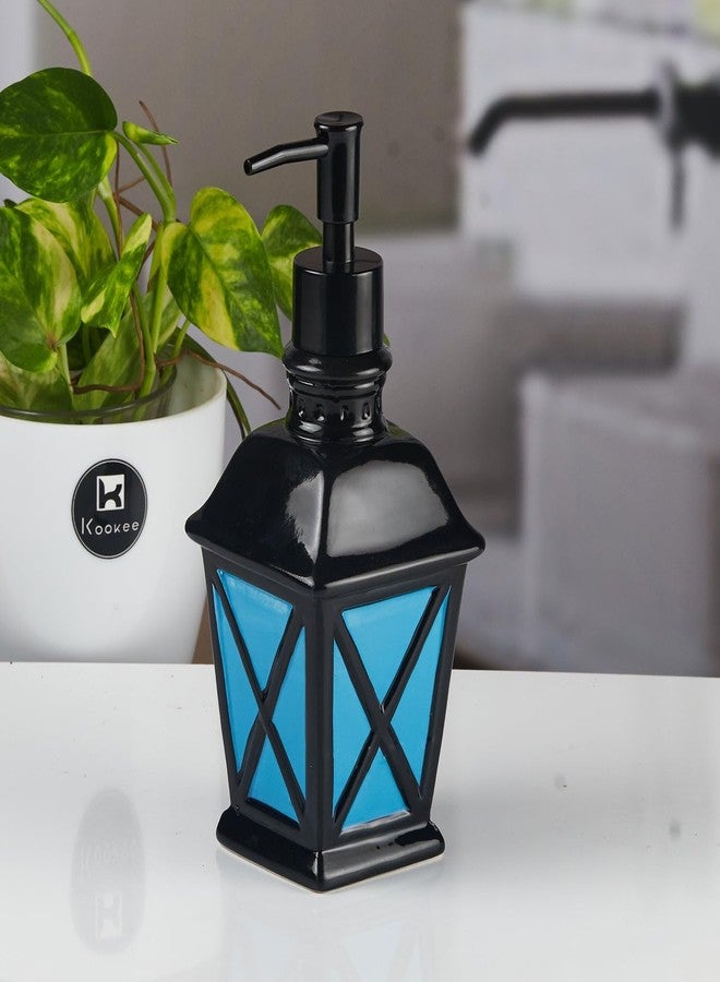Kookee Ceramic Soap Dispenser with Pump for Kitchen, Bathroom, & Wash Basin, Designer Refillable for Liquid Handwash, Shampoo & Lotion, Leakproof, Blue, (Set of 1) (11156) - Image 1