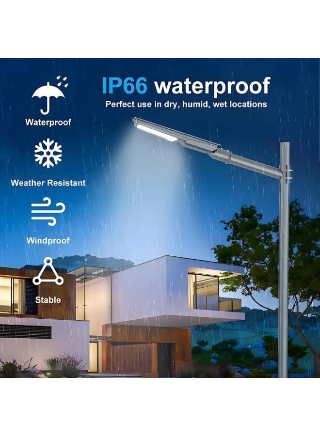 300W Integrated Solar Street Light with Motion Sensor & Radar, IP66 Waterproof Outdoor LED Security Light, Cool White Lighting with Mounting Arm - Image 5