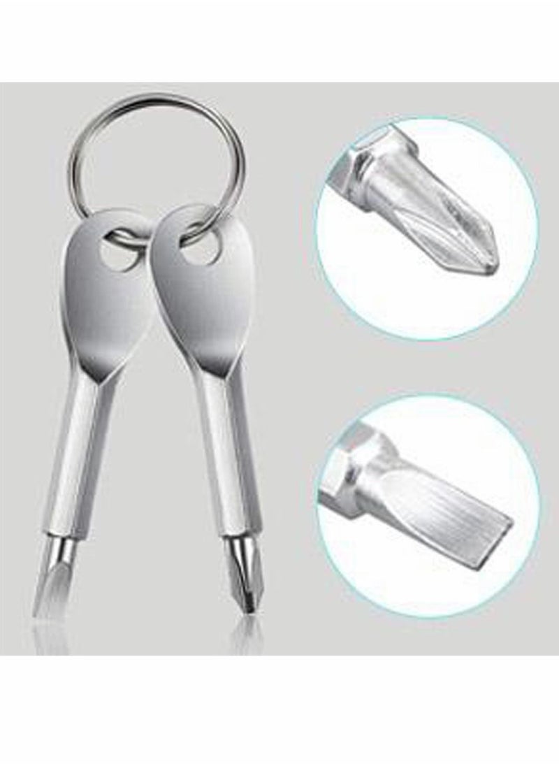 SYOSI - Keychain Screwdriver, Pocket Screwdriver Dual-purpose Mens Keychain Tool Flat Head Screwdriver and Phillips Head Screwdriver Set, Mini Edc Keychain Screwdriver Gadgets - Image 1