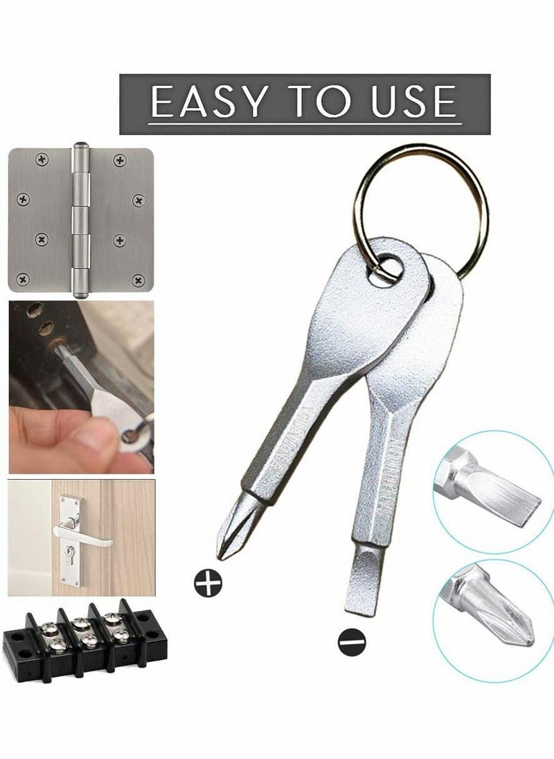 SYOSI - Keychain Screwdriver, Pocket Screwdriver Dual-purpose Mens Keychain Tool Flat Head Screwdriver and Phillips Head Screwdriver Set, Mini Edc Keychain Screwdriver Gadgets - Image 1