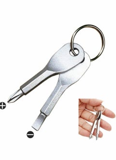 SYOSI Keychain Screwdriver, Pocket Screwdriver Dual-purpose Mens Keychain Tool Flat Head Screwdriver and Phillips Head Screwdriver Set, Mini Edc Keychain Screwdriver Gadgets  - Image 2