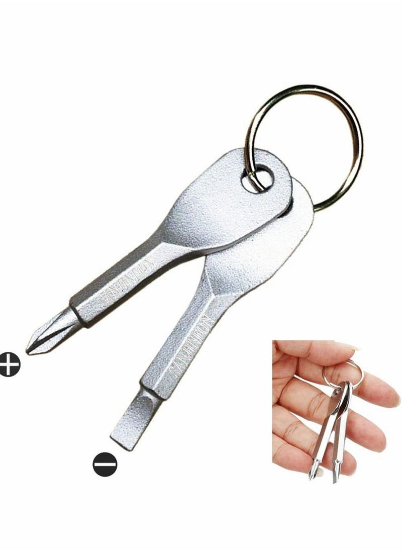 SYOSI - Keychain Screwdriver, Pocket Screwdriver Dual-purpose Mens Keychain Tool Flat Head Screwdriver and Phillips Head Screwdriver Set, Mini Edc Keychain Screwdriver Gadgets - Image 1