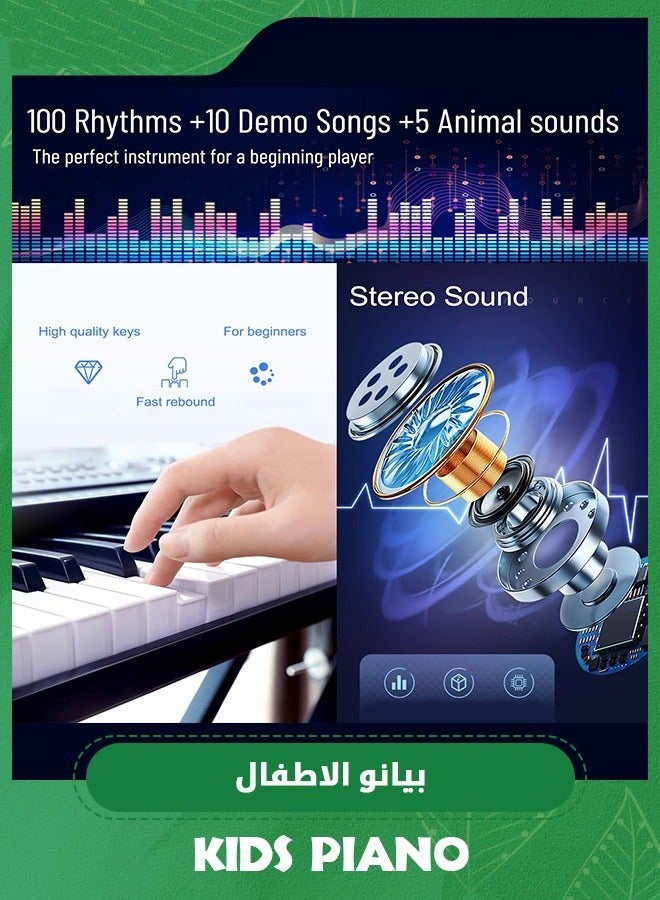 DURKU Digital Piano Keyboard with 61 Keys, Built-In Speaker, Microphone, Sheet Stand, Power Supply - Portable Gift for Beginner Pianists - Image 3