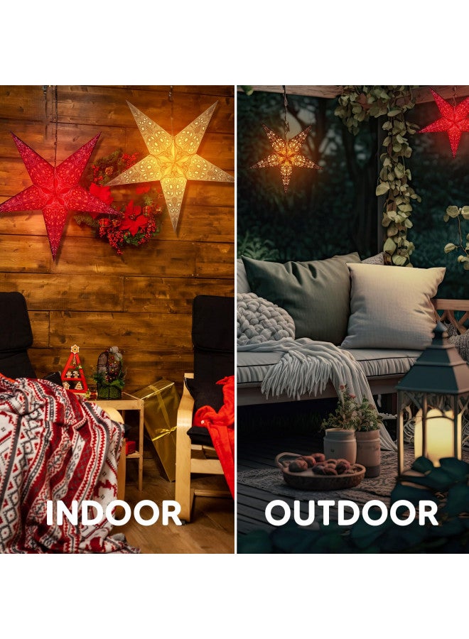 GalaxyArts Paper Star Lanterns, 24 Inch Maharani (Black) Light up Hollow Out 5-Point 3D Star Hanging Decoration for Indoor Outdoor Room Wedding Holiday Birthday Party Christmas Celebration Home Decor - Image 3