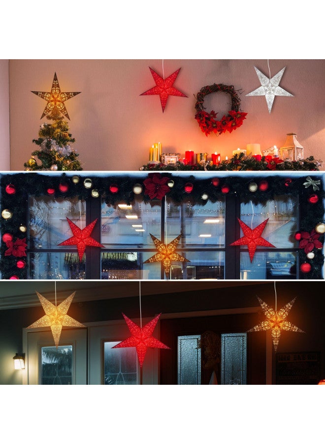 GalaxyArts Paper Star Lanterns, 24 Inch Maharani (Black) Light up Hollow Out 5-Point 3D Star Hanging Decoration for Indoor Outdoor Room Wedding Holiday Birthday Party Christmas Celebration Home Decor - Image 4