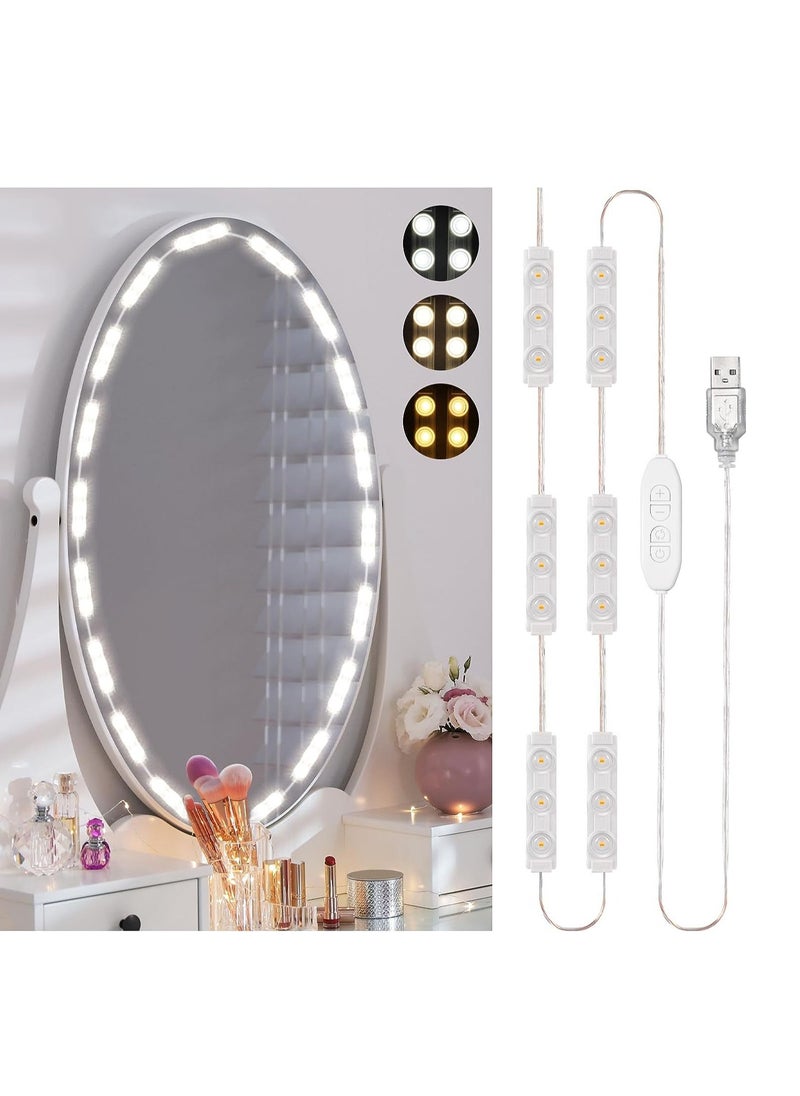 Furtey Vanity Mirror Lights Kit, 3 Color Hollywood Style Vanity Make Up Light, with Dimmable Color and Brightness Lighting Fixture Strip for Table & Bathroom Mirror, Mirror Not Included  - Image 1