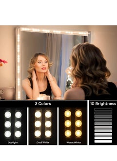 Furtey Vanity Mirror Lights Kit, 3 Color Hollywood Style Vanity Make Up Light, with Dimmable Color and Brightness Lighting Fixture Strip for Table & Bathroom Mirror, Mirror Not Included  - Image 2