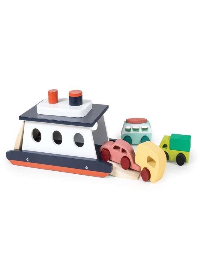 Mentari Store Mentari Toys - Car Ferry - Wooden Boat Set with 4 Vehicles - Includes Car, Caravan, Campervan, and Truck - Interactive Loading & Unloading Toy for Fine Motor Skills, Gift for Toddlers Age 3+ - Image 3