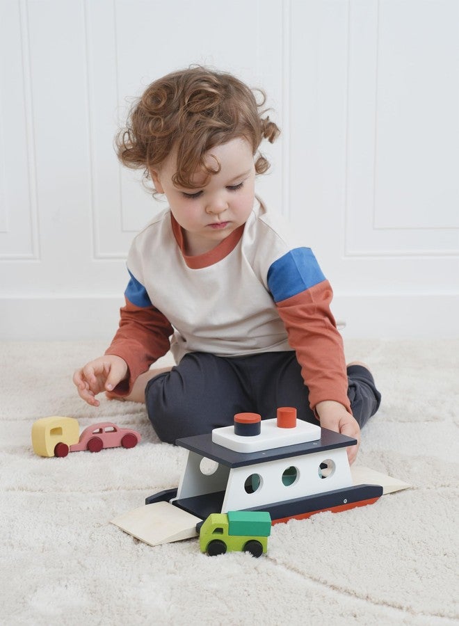 Mentari Store Mentari Toys - Car Ferry - Wooden Boat Set with 4 Vehicles - Includes Car, Caravan, Campervan, and Truck - Interactive Loading & Unloading Toy for Fine Motor Skills, Gift for Toddlers Age 3+ - Image 5