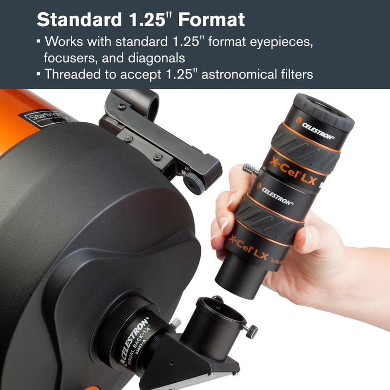 Celestron 1.25 Inch X-Cel LX 3X Barlow Lens, Black - Image 5