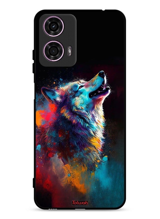 Tolwak Motorola Moto G24 4G Protective Case Cover Wolf Colorful Art - Image 1