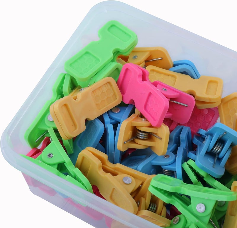 WEWEL ® Heavy Quality Duty Rust Cloth Peg Plastic Hanging Clips for Cloth Drying/Pegs for Hanger/Ropes/Towel Dryer/Cloth Drying Pins(Rainbow Clip)(with Storage Box)(Assorted, 40) - Image 1