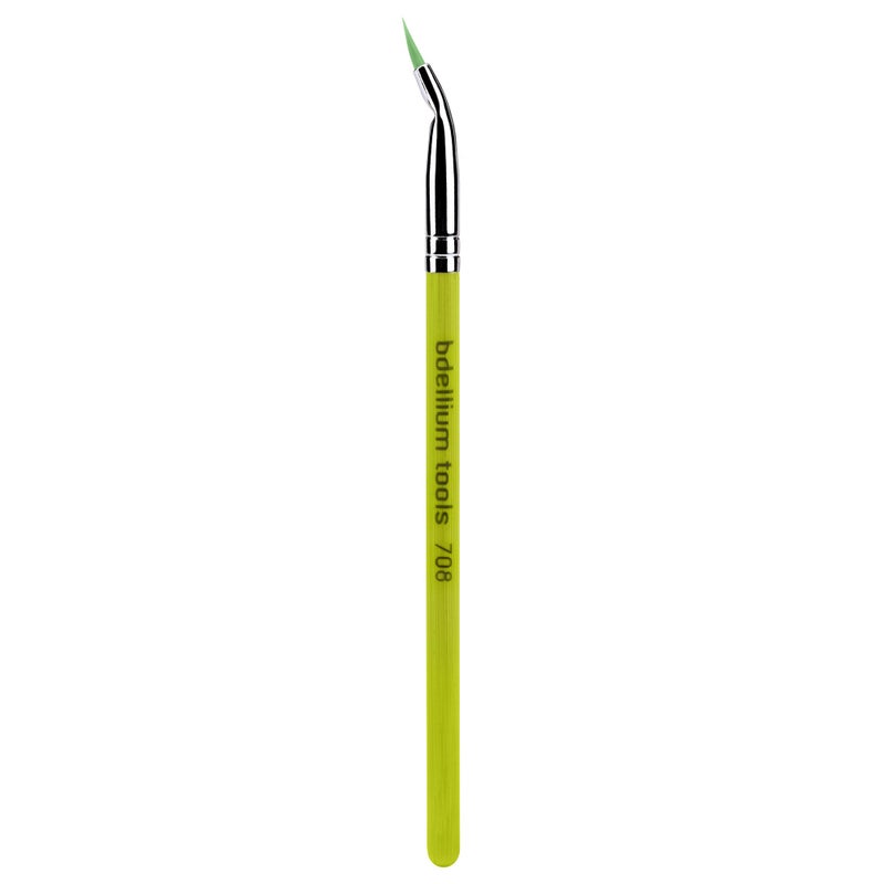 Bdellium Tools Professional Makeup Brush - Green Bambu Series 708 Bent Eyeliner - With Soft Synthetic Fibers, For Smooth Application (Green, 1pc) - Image 1