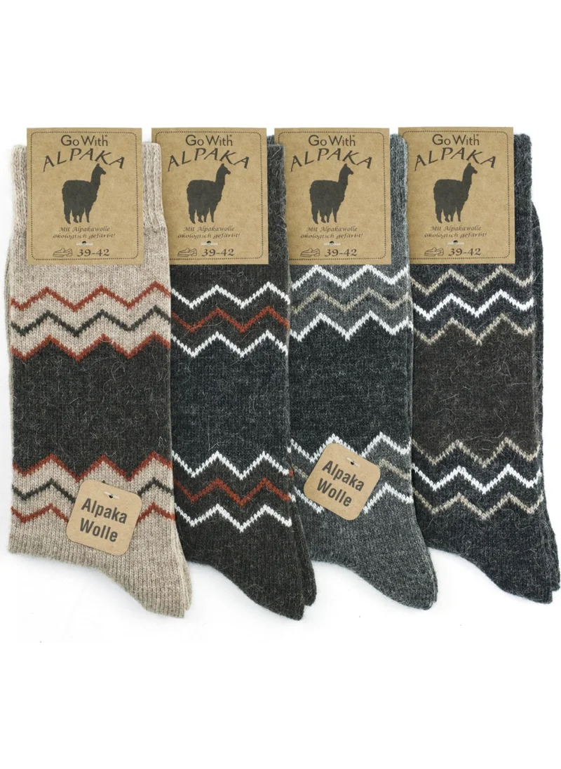 Gowith Alaska Natural Alpaca Wool Mix Soft Wool Winter Socks 4 Pairs