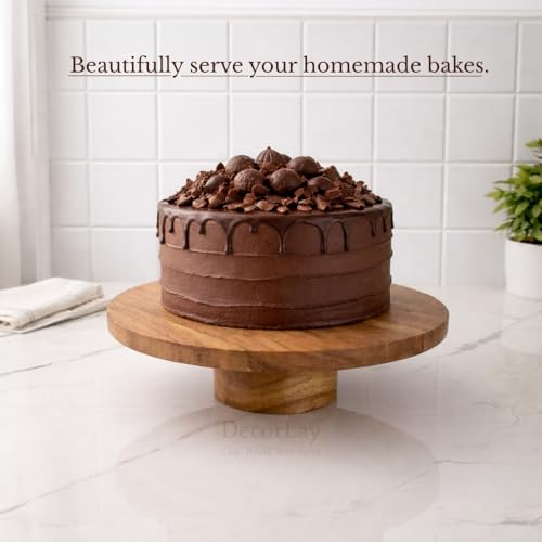 Decorlay 12-Inch Wooden Cake Stand | Elegant Dessert & Cupcake Pedestal Riser | Multipurpose Serving Stand for Parties, Weddings & Kitchen Display - Image 2
