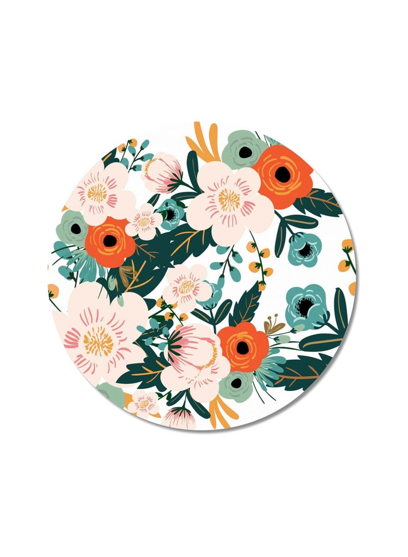 Round Mouse Pad Flowers Premium-Textured Mouse Mat, Small Non-Slip Rubber Base Round Mousepad With Designs For Working - Image 1