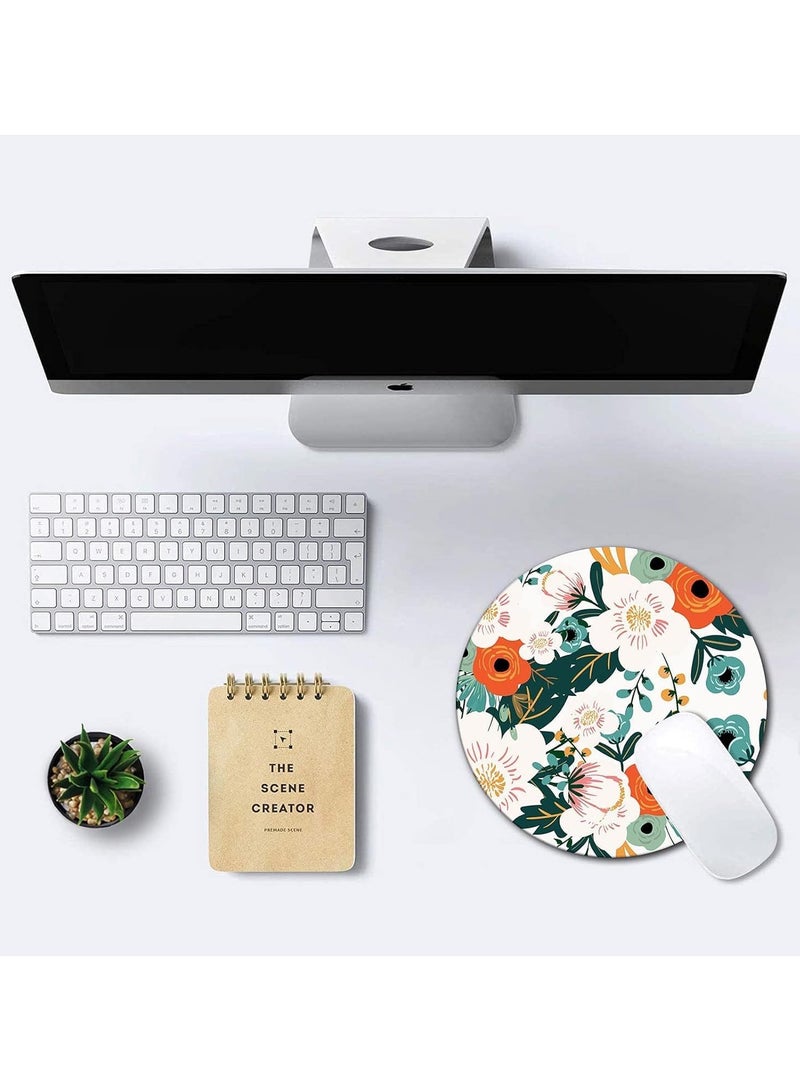 Round Mouse Pad Flowers Premium-Textured Mouse Mat, Small Non-Slip Rubber Base Round Mousepad With Designs For Working - Image 2