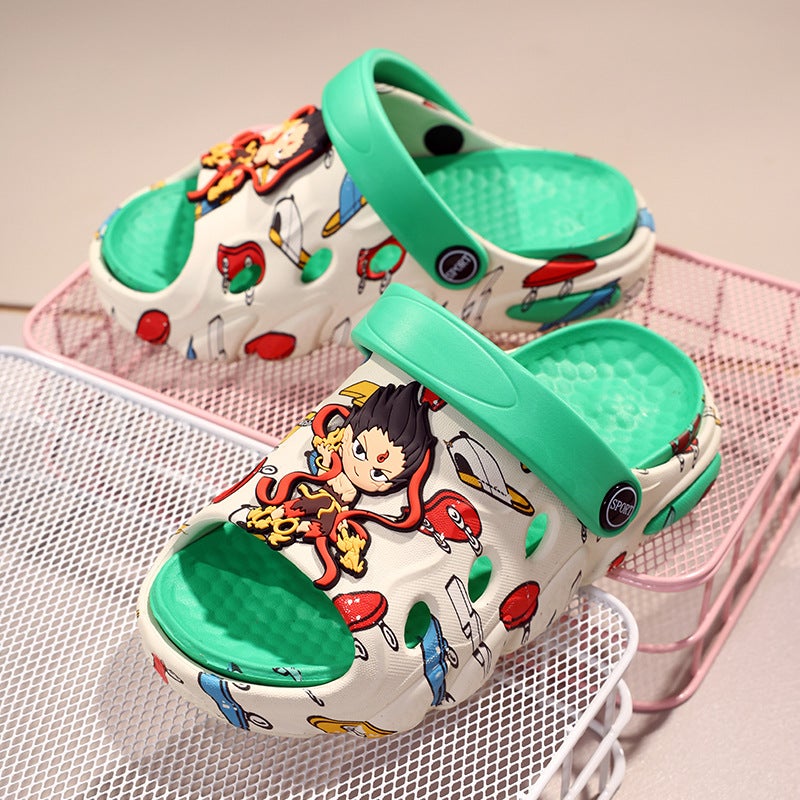 New Popular Cartoon Nezha Versatile Slippers For Boys And Girls, Fashionable Double Soft-Soled Non-Slip Sandals, Baby Boy Sandals - Image 5