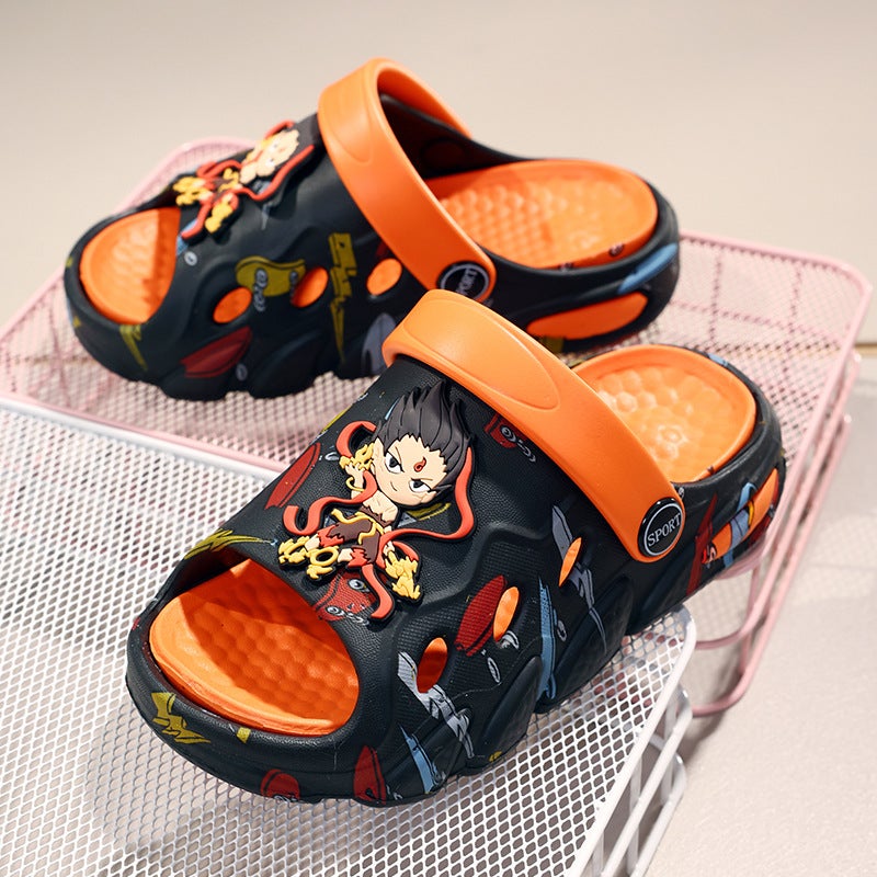 New Popular Cartoon Nezha Versatile Slippers For Boys And Girls, Fashionable Double Soft-Soled Non-Slip Sandals, Baby Boy Sandals - Image 4
