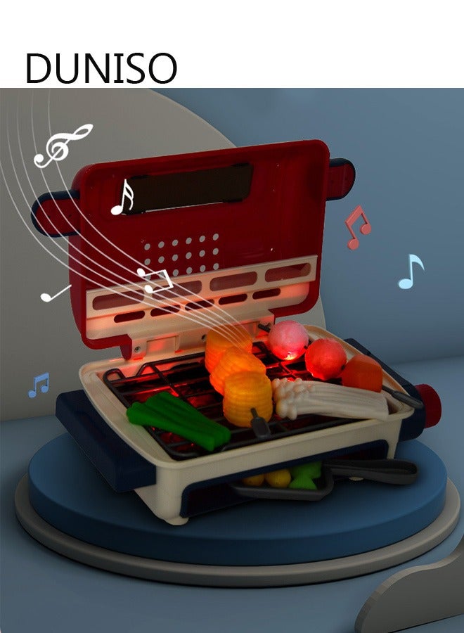 DUNISO 43Pcs Kids BBQ Grill Toy, Barbecue Kitchen Cooking Playset with Realistic Spray, Light & Sound, Color Changing Play Food & Dishes Toy, Pretend BBQ Accessories Set for Girls Boys Toddler - Image 4