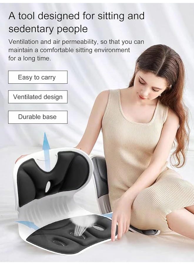 Innovative Posture Corrector and Back Support Chair | Contemporary Design and Breathable Material | Portable and Lightweight Support for Home and Office | Ideal Posture Cushion in Stylish Black Size 38*35 - Image 2