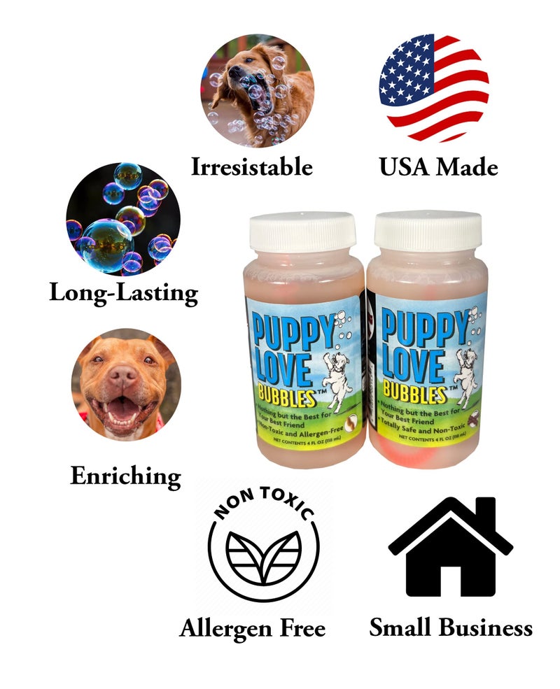 Atomic Bubbles Puppy Love Bubbles, Peanut Butter Scented Bubbles 4oz. Bottle-2 Pack in Peanut Butter Flavor for Dogs - Image 3
