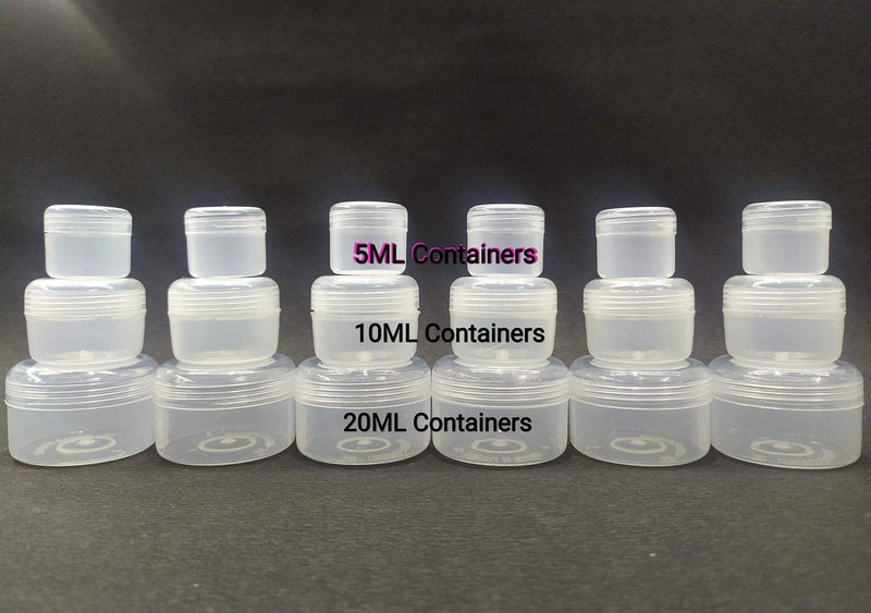 Right Small Tiny Containers Plastic Clear Boxes with Screw lid Pack of 18 Pieces (5ml (6 Pieces); 10ml (6 Pieces); 20ml (6 Pieces)) - Image 2