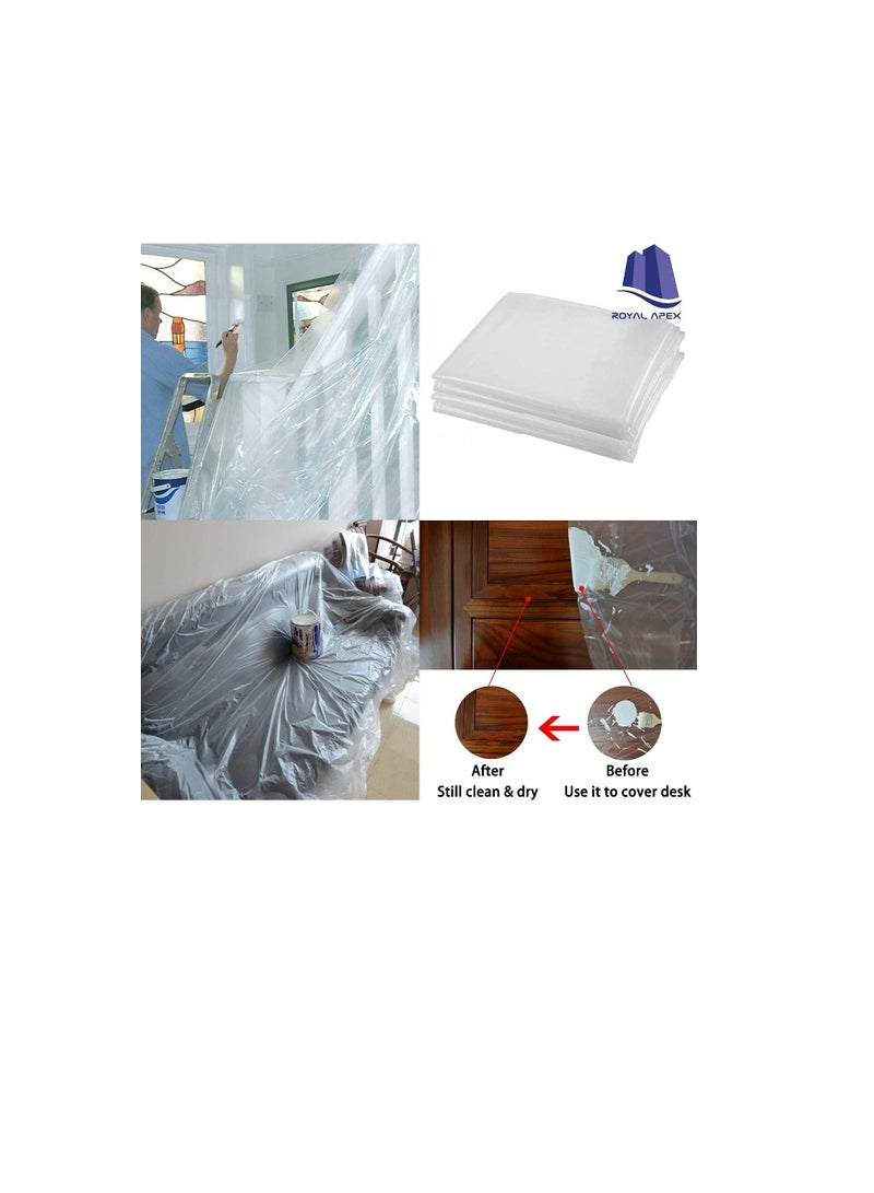 Painters Polythene Sheet Plastic Drop Cloths Sheet, Waterproof Anti-dust Furniture Cover, Disposable Tarp for Painting for Couch Cover and Furniture Cover (1000G x 9 Meter)  - Image 2