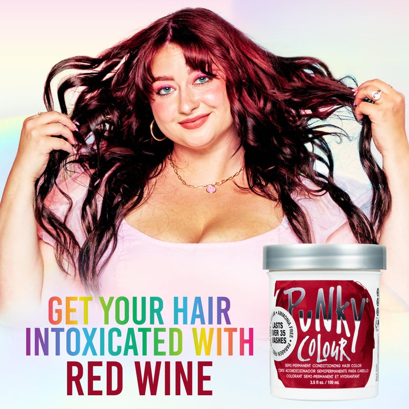 Punky Red Wine Semi Permanent Hair Color - Vegan & Cruelty-Free Conditioning Hair Dye, Lasts Up to 35 Washes, 3.5 fl oz - Image 3