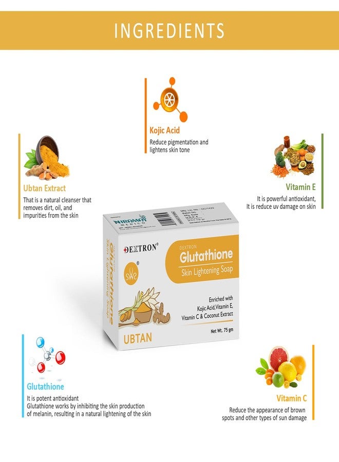 Dextron Glutathione Skin Lightening Soap – Ubtan With Haldi Extract For Radiant & Even Skin Tone (Pack Of 6) - Image 2