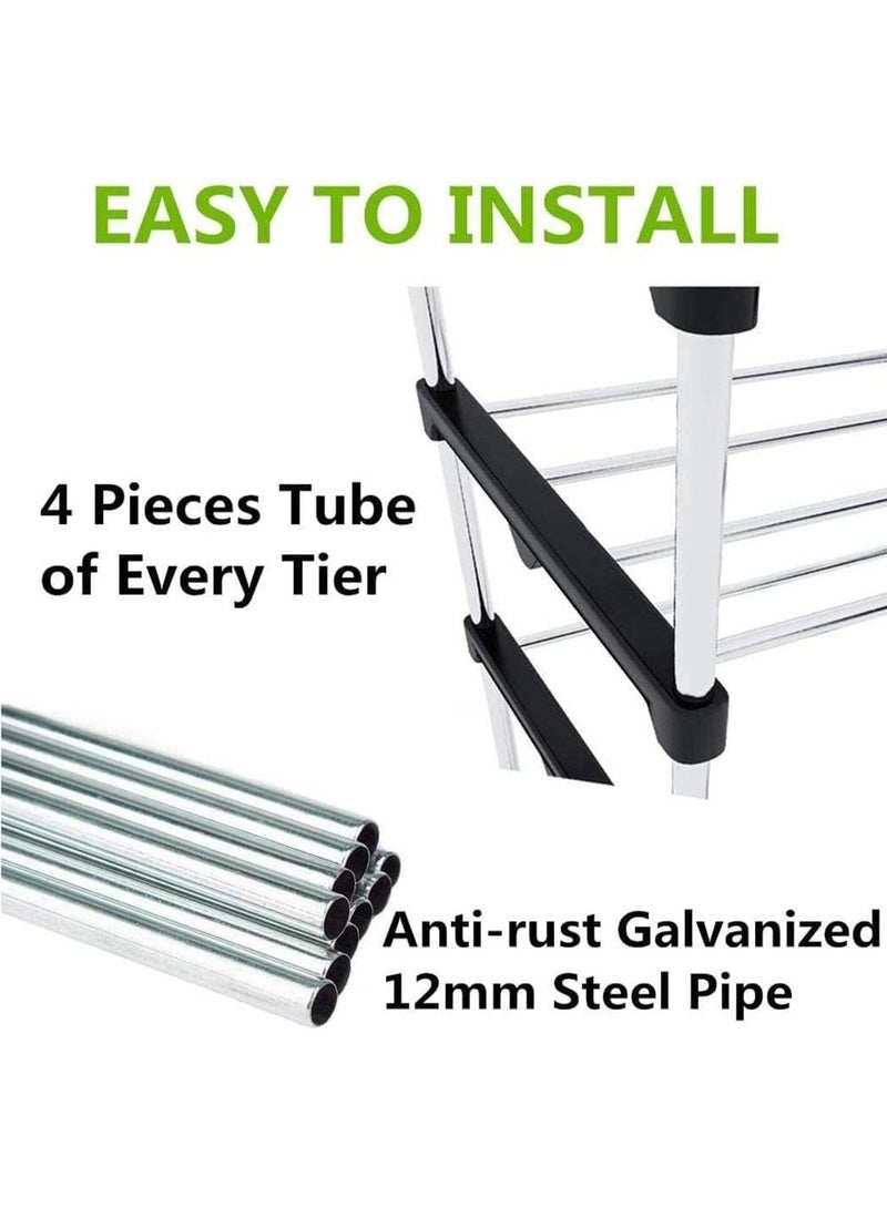 هابي هوم رف أحذية معدني من 7 طبقات بسعة تصل إلى 24 زوج من الأحذية – منظم أحذية قائم بذاته قابل للتكديس – برج تخزين للأحذية لغرفة المعيشة، المدخل، الغرفة أو خزانة الأحذية المحمولة - Image 4