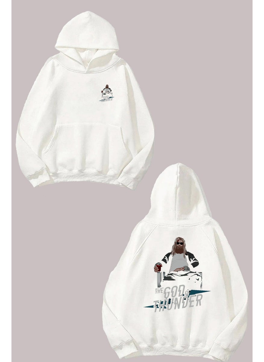 The Wert - Unisex The God Of Thunder Design Front Back Printed Regular Fit White Sweatshirt - Image 1