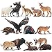 Toymany 14PCS Mini North American Forest Animals Figurines Realistic Jungle Animal Toys Includes Elk Pronghorn Leopard Gey Fox for Kids Adults Toddlers - Image 3