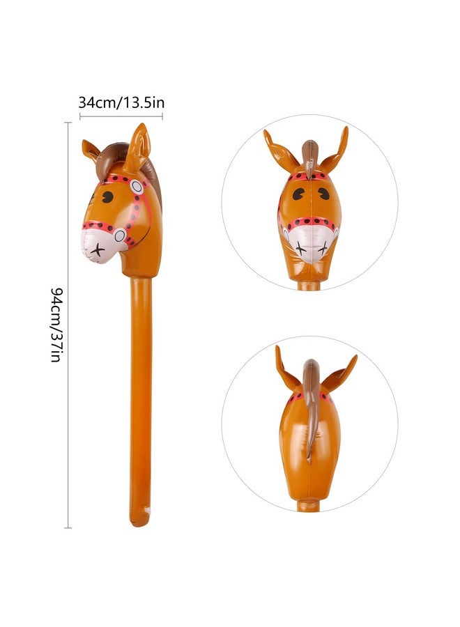 EVERMARKET 2Pcs Inflatable Stick Horse,Inflatable Horse Head On Stick Horse Costume Pony/Halloween/Western Cowboy/Horse Baby Shower Birthday Party Decorations Supplies Favors Props, 37 Inches (Brown) - Image 2