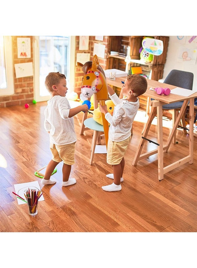 EVERMARKET 2Pcs Inflatable Stick Horse,Inflatable Horse Head On Stick Horse Costume Pony/Halloween/Western Cowboy/Horse Baby Shower Birthday Party Decorations Supplies Favors Props, 37 Inches (Brown) - Image 5