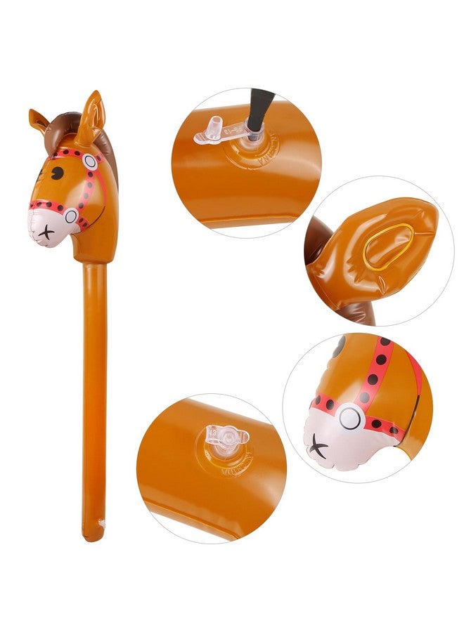 EVERMARKET 2Pcs Inflatable Stick Horse,Inflatable Horse Head On Stick Horse Costume Pony/Halloween/Western Cowboy/Horse Baby Shower Birthday Party Decorations Supplies Favors Props, 37 Inches (Brown) - Image 3