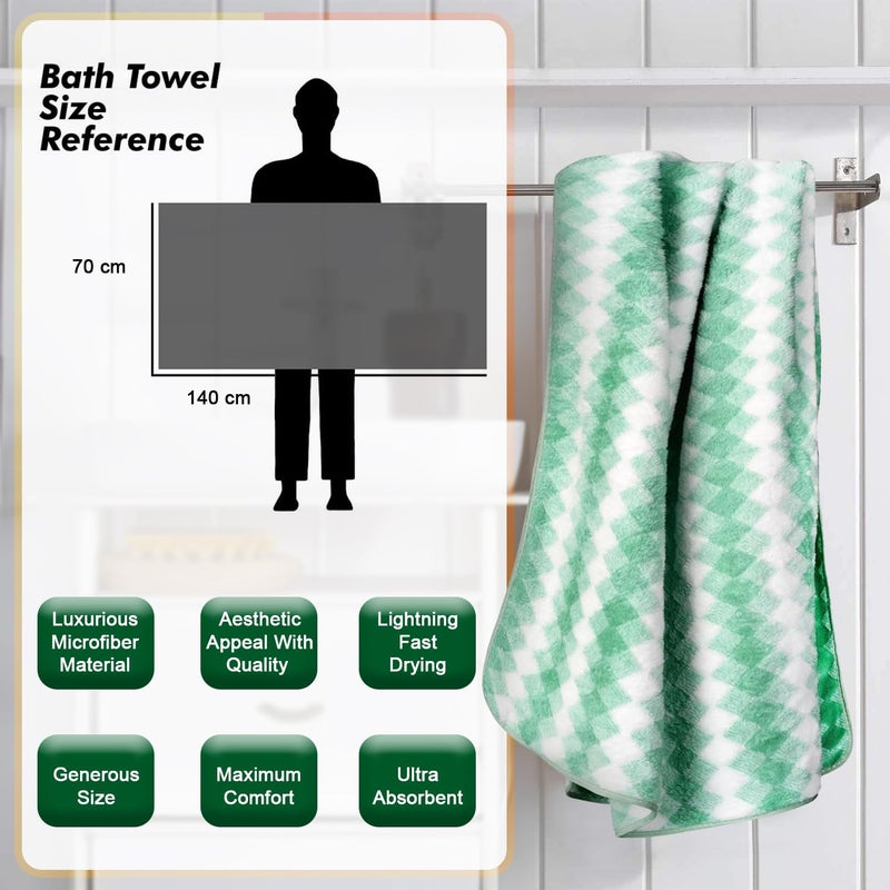 Status Contract Bath Towels |(70 x140 cm) Coral Fleece Quick Dry Towel| Luxury Bath Towels with Hook |Lightweight Travel Towel | Microfiber Hair Towel for Men & Women |(Green), 300 Tc - Image 2