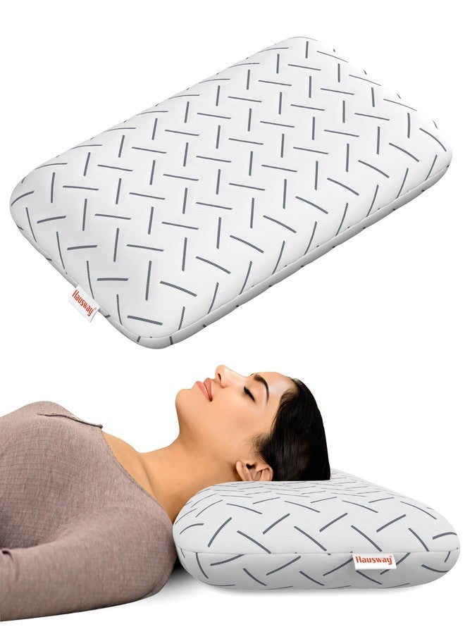 HAUSWAY Memory Foam Pillow Set of 1 for Neck & Back Pain Relief | 3-Inch Thin Cooling Gel Cervical Pillow with Washable Cover | Soft & Supportive Sleep Cushion for Side & Back Sleepers - Image 1