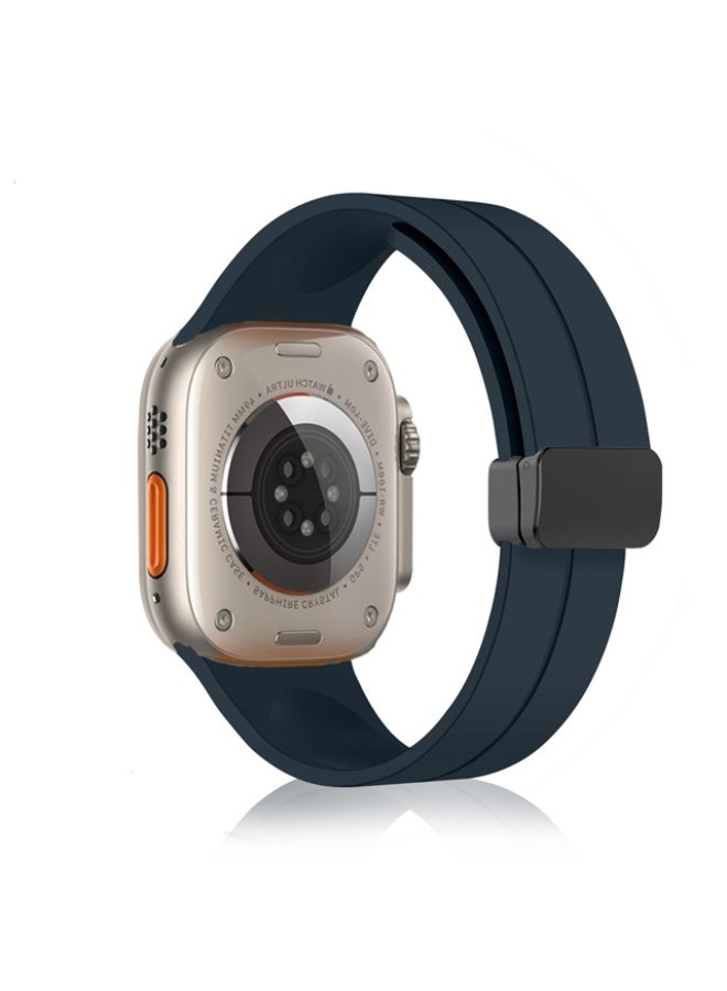 Durable Silicone Strap For Apple Watch Band 49mm 44mm 45mm 42mm 41mm 40mm 38mm, Magnetic Soft Silicone Bracelet Correa Wristband For iWatch Series 10 9 8 7 SE 6 5 4 3 2 1 Ultra 1/11 Smartwatch Accessories