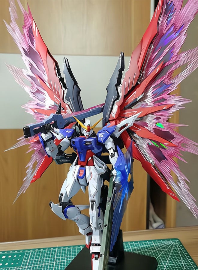 HALAMODO Gundam Destiny (New Life Version) Model Kit with Wings of Light and Display Stand , Assembly Figure Model , Desktop Decor , Action Figure, Office Desk Decoration Collection Display Memorial Present, Cool Birthday Gift For Boys and Girls, Blue/Red - Image 4