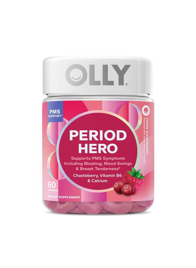 OLLY Period Hero Gummies, PMS Support Supplement,* Chasteberry, Vitamin B6, Calcium, Cran-Raspberry Flavor, 30 Day Supply - 60 Count - Image 1
