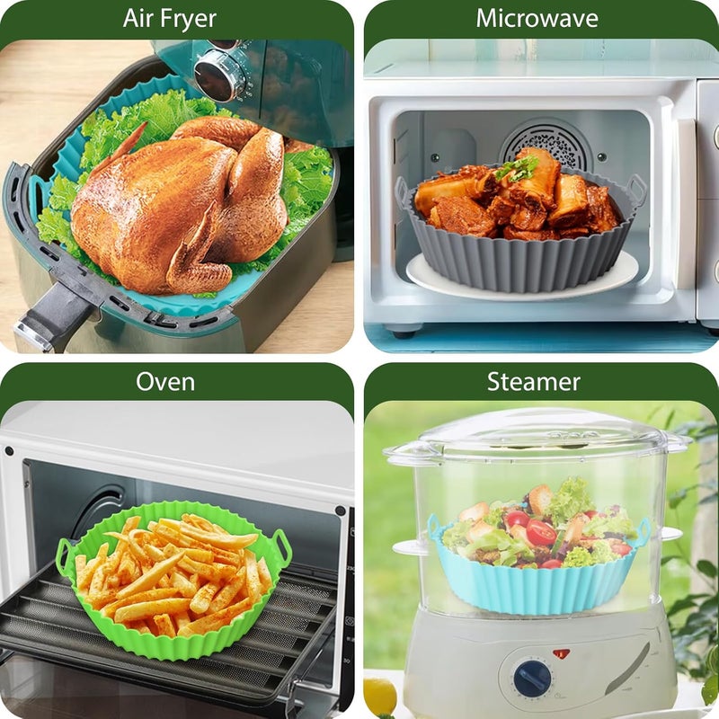Komzon 3 Pack Air Fryer Silicone Liners, 8Inch Airfryer Liners, AirFryer Basket Liner, Reusable Food Grade Air Fryers Basket Pots Oven Liner Baking Tray, Air Fryer Silicone Mat Accessories Kitchen - Image 5